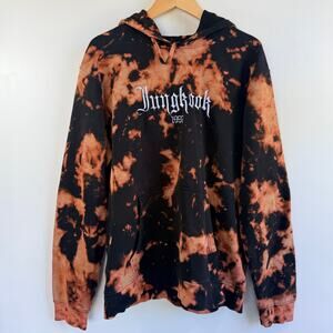 Custom Jungkook 1997 Bleach Dye Hoodie-BTS K-Pop Gothic Graphic- Size Medium